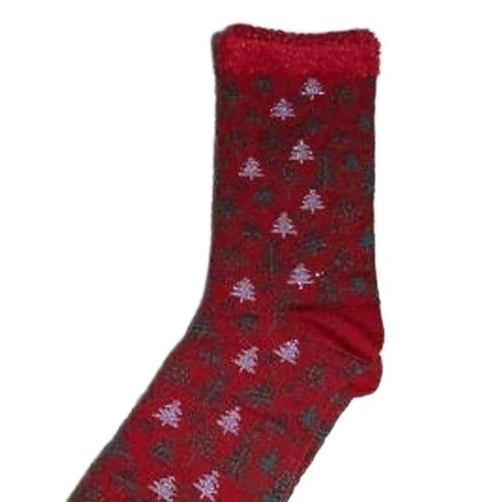 Christmas Tree‎ Socks Holiday Red Metallic Patterned Festive Stocking Stuffer